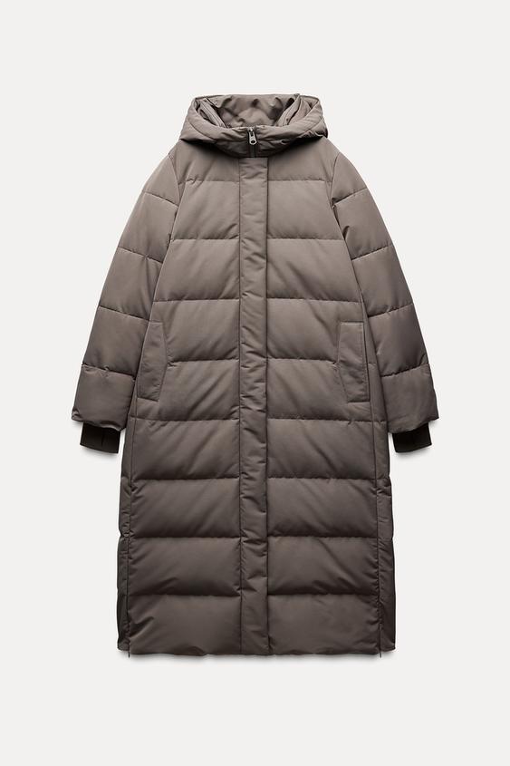 پافر بلند زنانه زارا LONG HOODED PUFFER JACKET