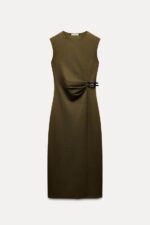 لباس مجلسی زنانه زارا TWILL MIDI DRESS