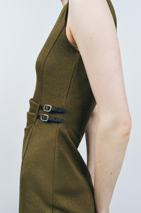 لباس مجلسی زنانه زارا TWILL MIDI DRESS