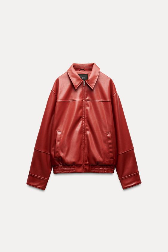 کاپشن چرمی زنانه زارا LEATHER EFFECT BOMBER JACKET