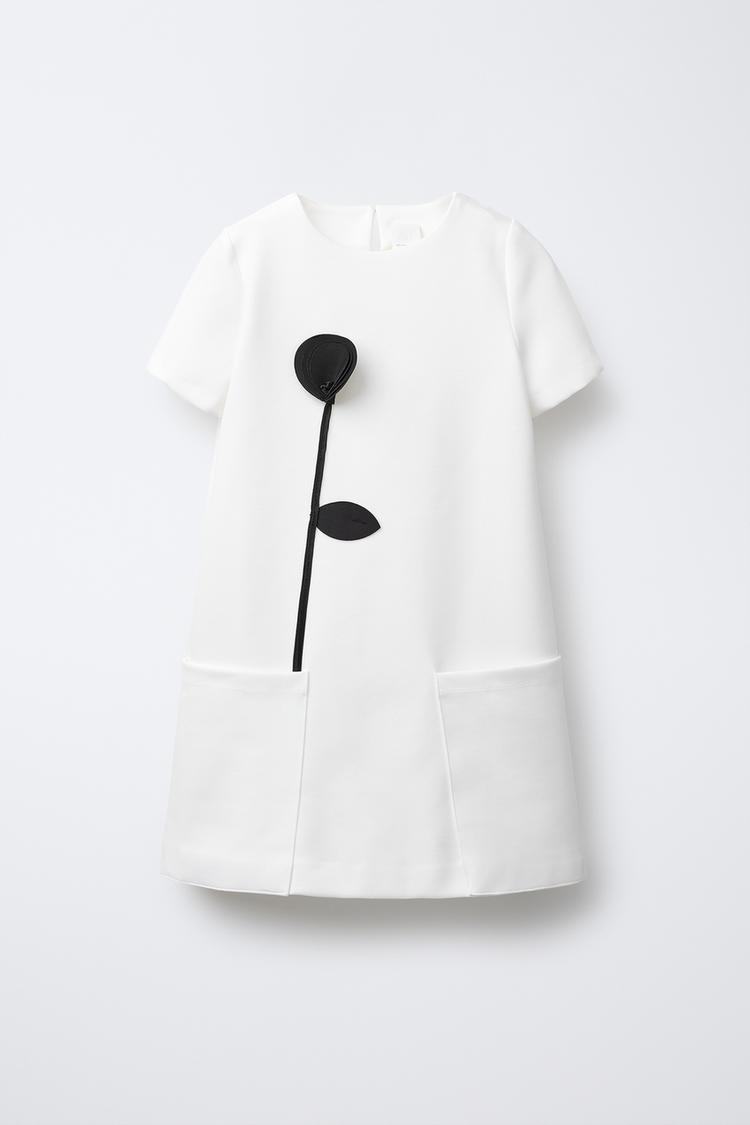 51 لباس دخترانه زارا dress with flower appliqué