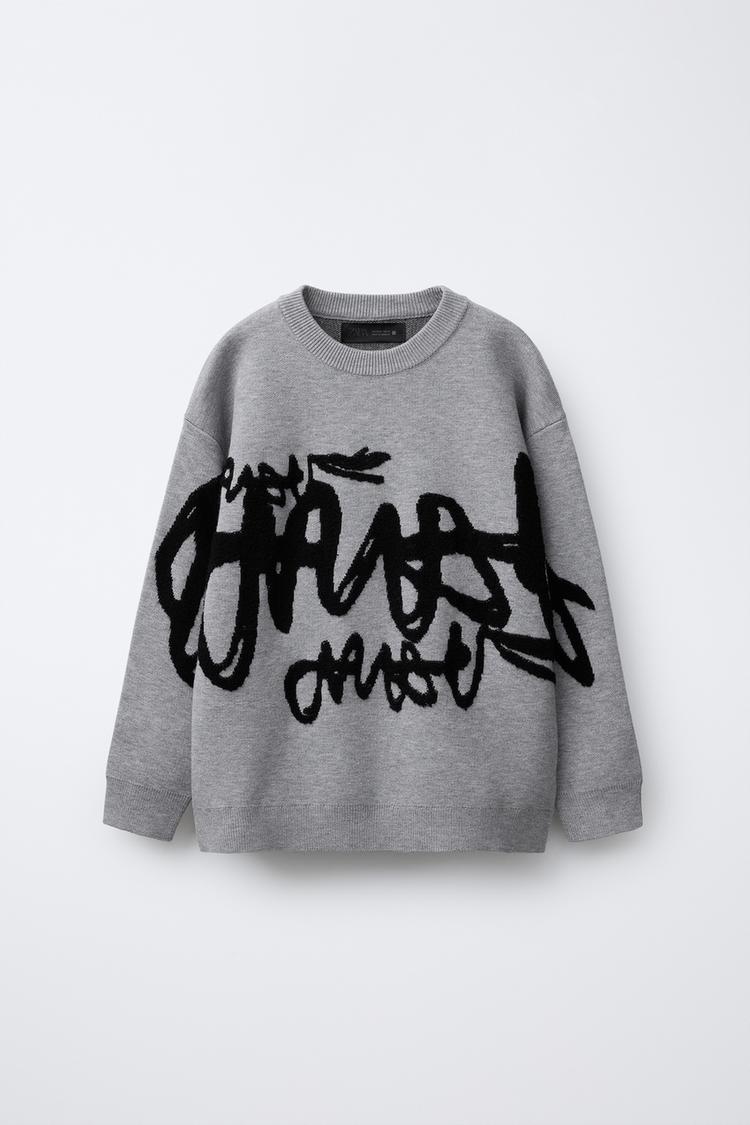 87 دورس پسرانه زارا graffiti knit sweater