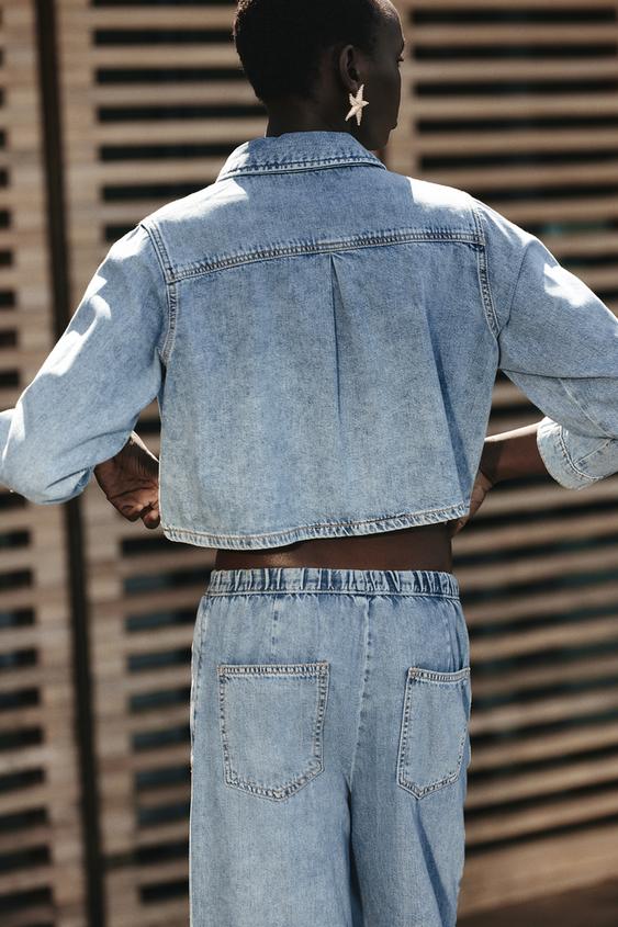 شلوار جین زنانه زارا WIDE-LEG JOGGER JEANS