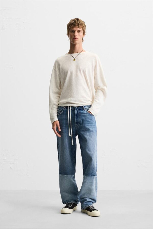 شلوار جین مردانه زارا PATCHWORK RELAXED FIT JEANS