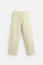شلوار مردانه زارا LINEN/COTTON STRAIGHT-LEG TROUSERS