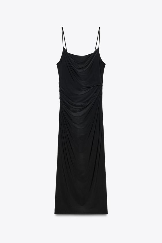 لباس مجلسی زنانه زارا MIDI DRESS WITH GATHERING