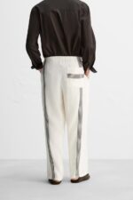شلوار مردانه زارا 100% LINEN TROUSERS WITH STRIPES