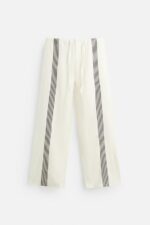 شلوار مردانه زارا 100% LINEN TROUSERS WITH STRIPES