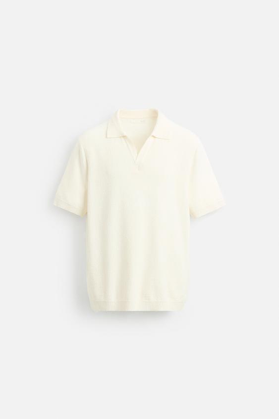 پولو شرت مردانه زارا TEXTURED KNIT POLO SHIRT