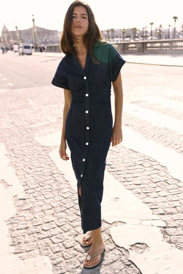 لباس میدی زنانه زارا با چین در کمر