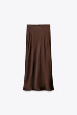 دامن ساتن زنانه زارا SATIN MIDI SKIRT