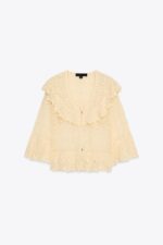 بلوز زنانه زارا POINTELLE KNIT BLOUSE WITH RUFFLES