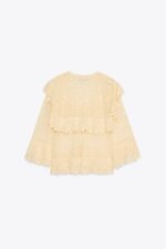 بلوز زنانه زارا POINTELLE KNIT BLOUSE WITH RUFFLES