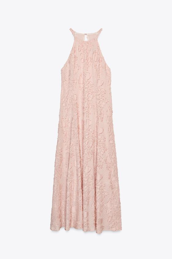 لباس بلند زنانه زارا TEXTURED HALTER DRESS