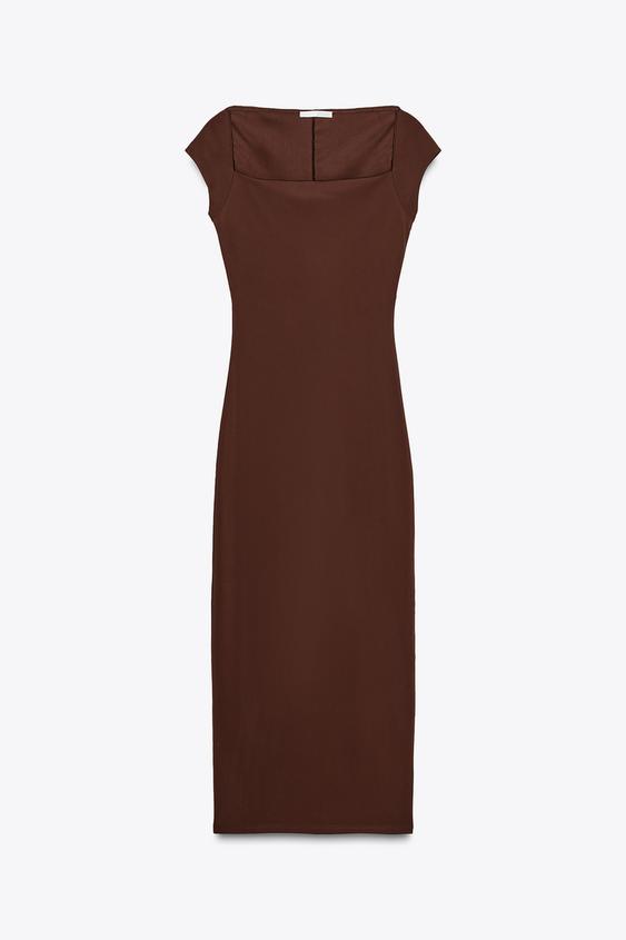 لباس بلند زنانه زارا POLYAMIDE MIDI DRESS