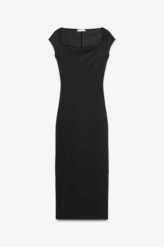لباس بلند زنانه زارا POLYAMIDE MIDI DRESS