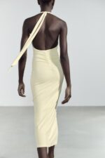 لباس مجلسی بلند زنانه زارا POLYAMIDE HALTER LONG DRESS