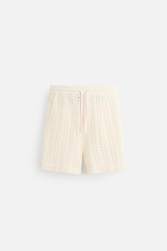شورتک مردانه زارا TEXTURED CROCHET BERMUDA SHORTS