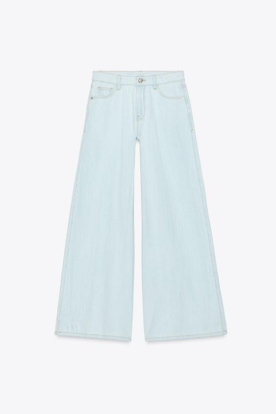 شلوار جین زنانه زارا Z1975 PALAZZO MID-WAIST FULL LENGTH JEANS