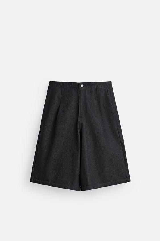 شلوارک مردانه زارا PLEATED WIDE-LEG BERMUDA SHORTS