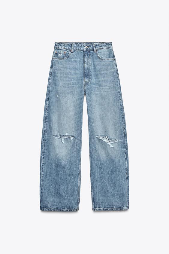 شلوار جین زنانه زارا MID-RISE BAGGY TRF JEANS