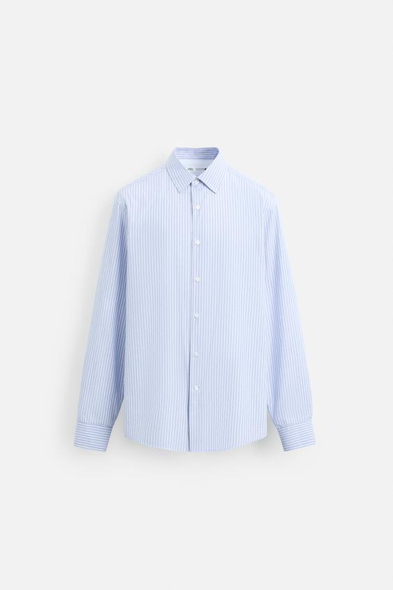 پیراهن مردانه زارا STRIPED SHIRT WITH CONTRAST COLLAR