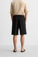 شلوارک مردانه زارا LIMITED EDITION LINEN/COTTON PLEATED BERMUDA SHORTS