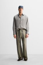 شلوار راه راه مردانه زارا LIMITED EDITION 100% CUPRO STRIPED TROUSERS