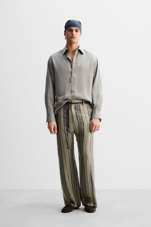 شلوار راه راه مردانه زارا LIMITED EDITION 100% CUPRO STRIPED TROUSERS