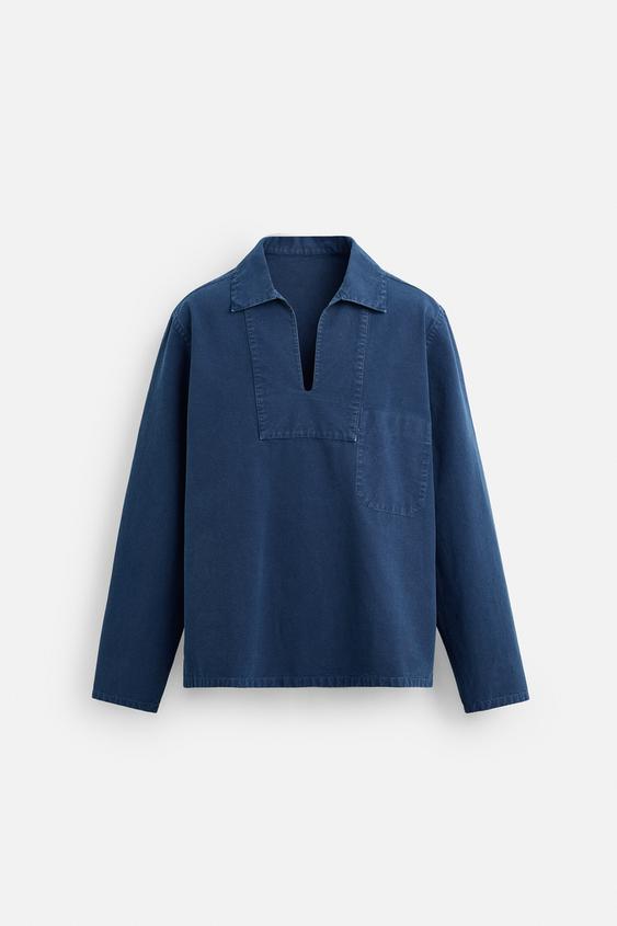 پیراهن مردانه زارا WASHED SMOCK OVERSHIRT