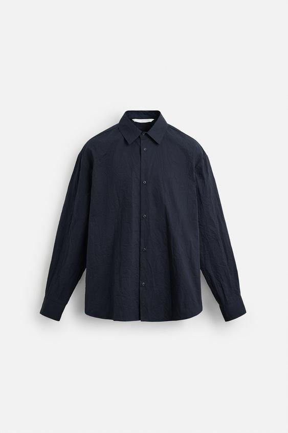 پیراهن مردانه زارا CRINKLED-EFFECT COTTON SHIRT