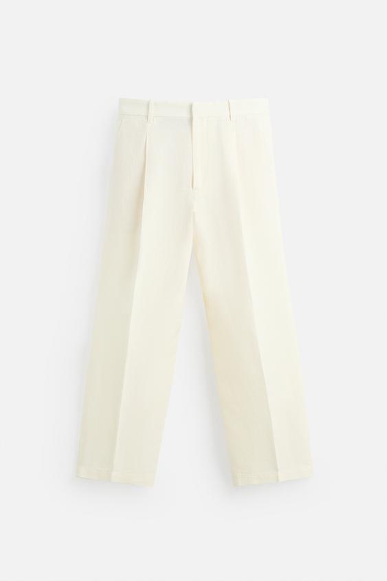 شلوار مردانه زارا LIMITED EDITION 100% LINEN PLEATED TROUSERS
