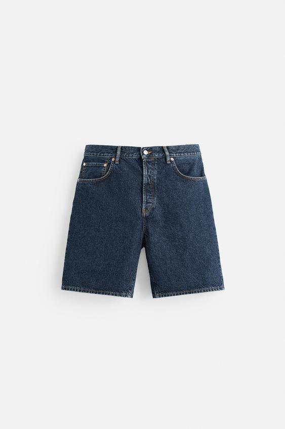 شلوارک جین مردانه زارا LIMITED EDITION STRAIGHT-LEG DENIM BERMUDA SHORTS
