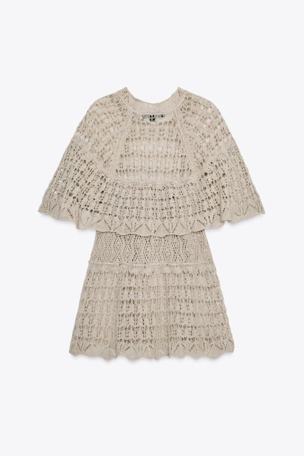 لباس زنانه زارا POINTELLE KNIT TOP WITH RUFFLE