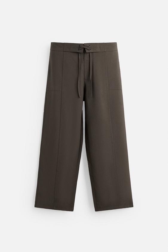 شلوار مردانه زارا LOOSE-FIITING DRAWSTRING TROUSERS