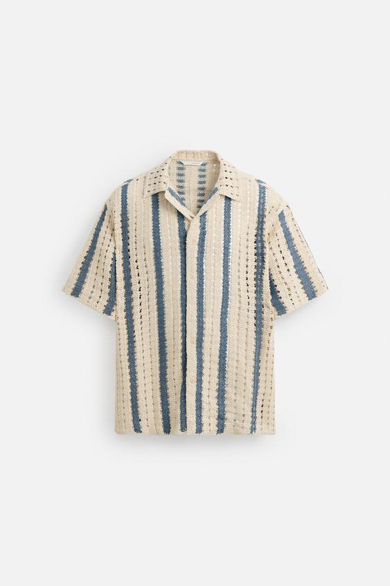 پیراهن مردانه زارا TEXTURED CROCHET SHIRT