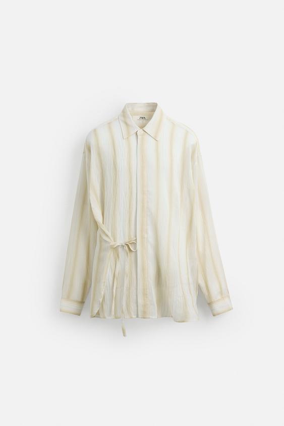 پیراهن مردانه زارا FLOWING SHIRT WITH BOW