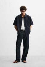 پیراهن مردانه زارا COTTON/LYOCELL JACQUARD SHIRT