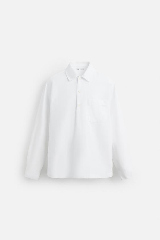 پیراهن مردانه زارا LINEN/COTTON POLO SHIRT