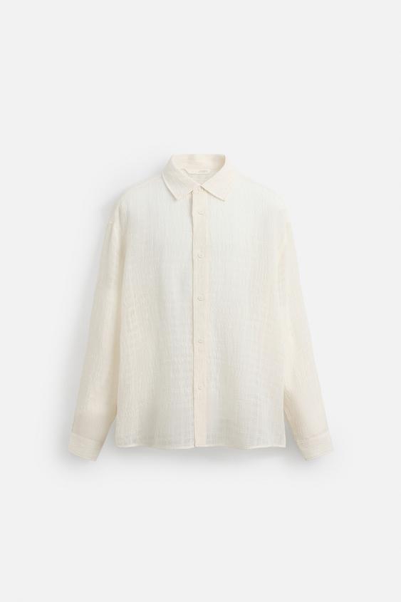 پیراهن مردانه زارا COTTON/LINEN TEXTURED SHIRT