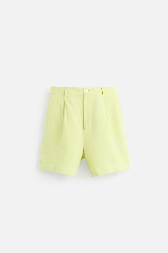شلوارک مردانه زارا 100% LINEN BERMUDA SHORTS