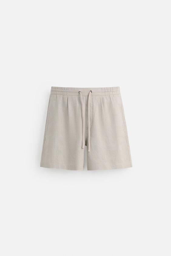 شلوارک لینن مردانه زارا 100% LINEN BERMUDA SHORTS