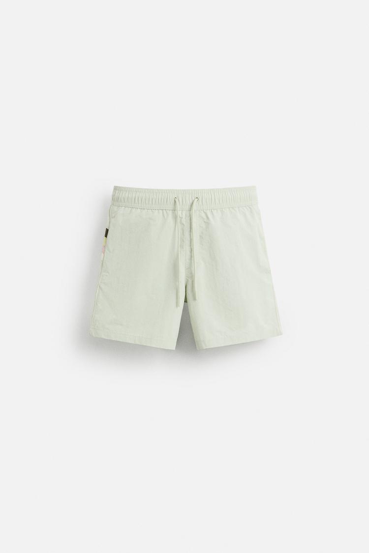 شورتک مردانه زارا Mid-Length Contrast Stripe Swimming Trunks شورتک مردانه زارا mid-length contrast stripe swimming trunks