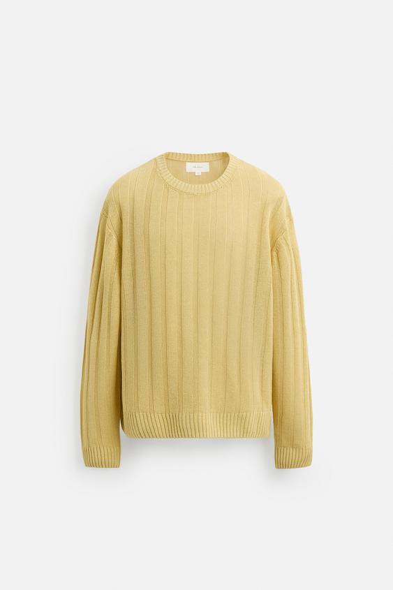 پلیور لنین مردانه زارا 100% RIBBED LINEN SWEATER