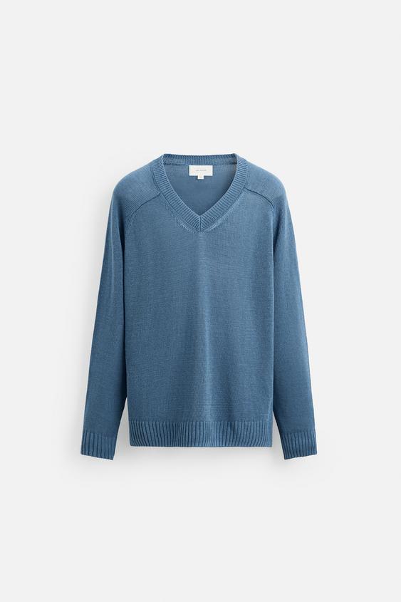 پلیور لینن مردانه زارا 100% LINEN SWEATER