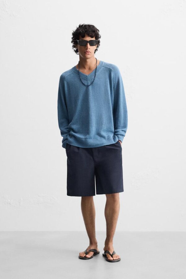 پلیور لینن مردانه زارا 100% LINEN SWEATER