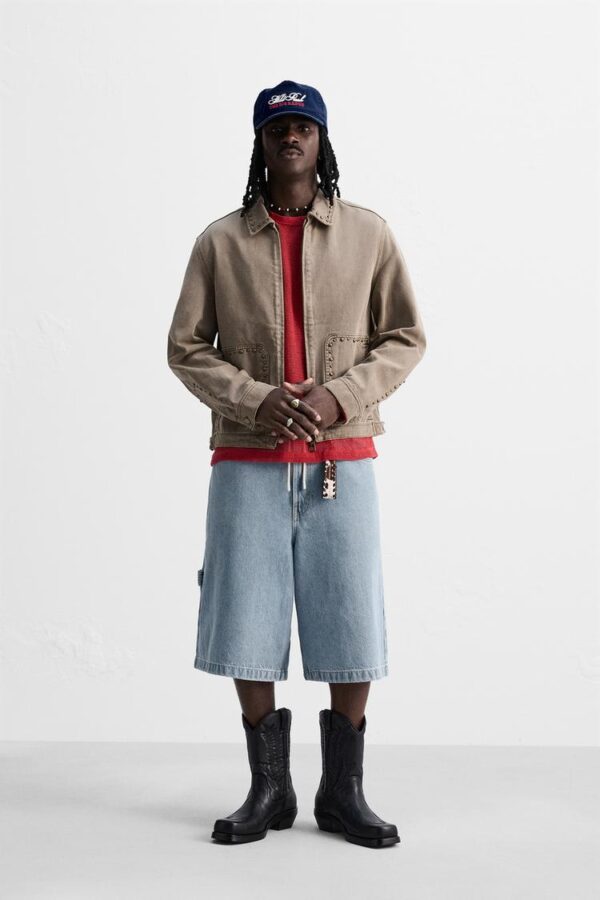 کت مردانه زارا STUDDED WASHED JACKET