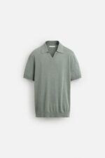 پولوشرت مردانه زارا COTTON/SILK KNIT POLO SHIRT