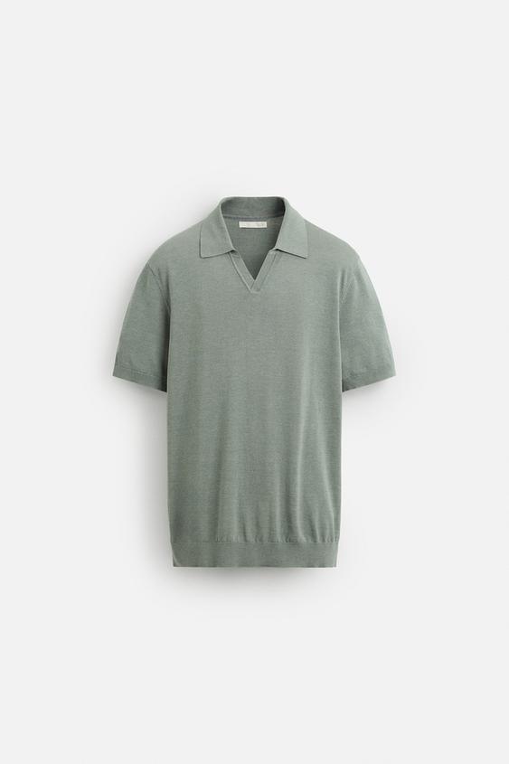 پولوشرت مردانه زارا COTTON/SILK KNIT POLO SHIRT