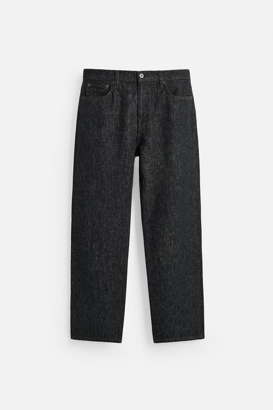 شلوار مردانه زارا COTTON - HEMP STRAIGHT-LEG JEANS